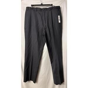 NWT Alex Cannon Mens Charcoal Gray Wool Blend Flat Front Dress Pants 38x32